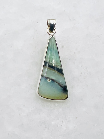 Opale de bois fossilisée bleue (Indonésie) en argent 925