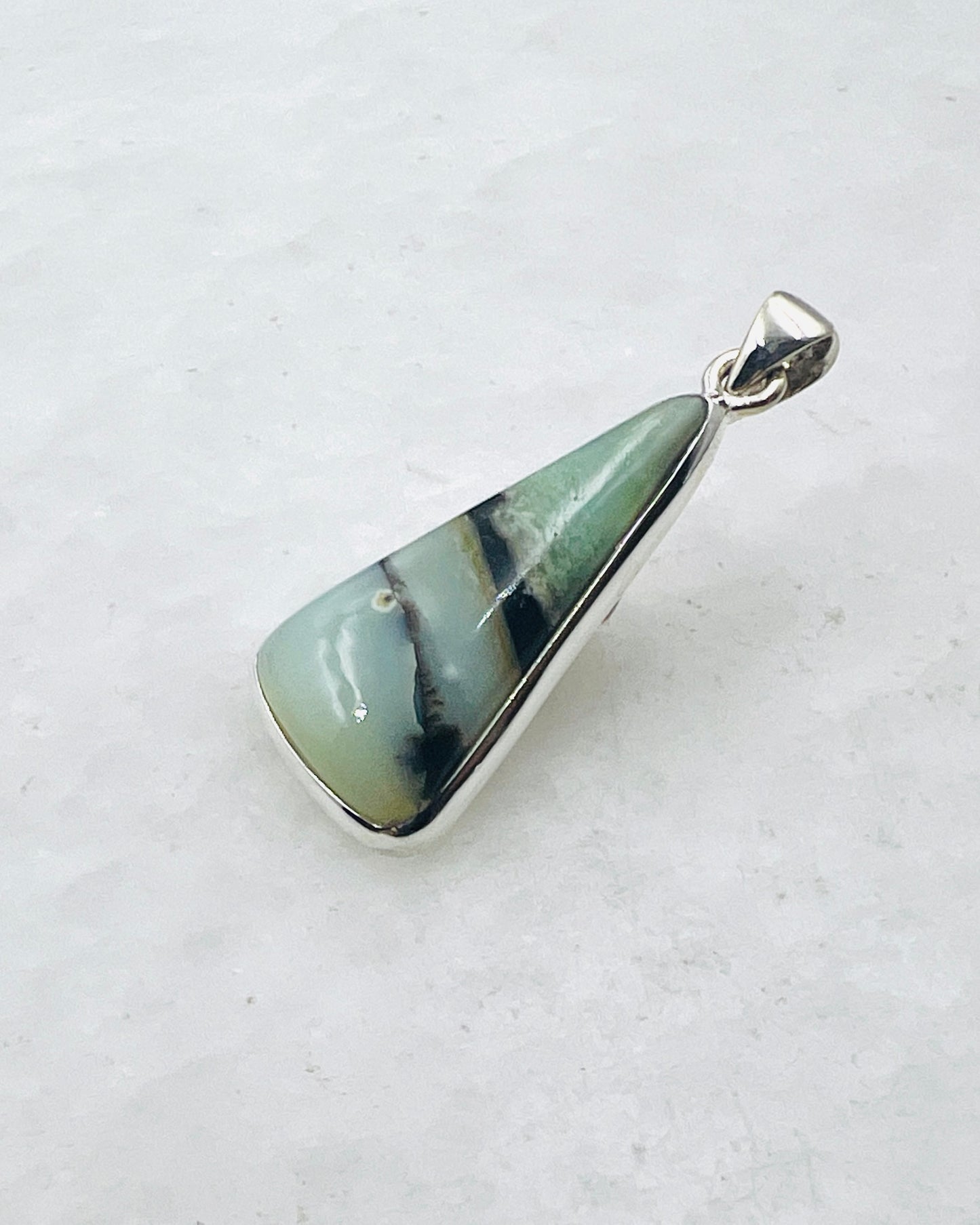 Opale de bois fossilisée bleue (Indonésie) en argent 925