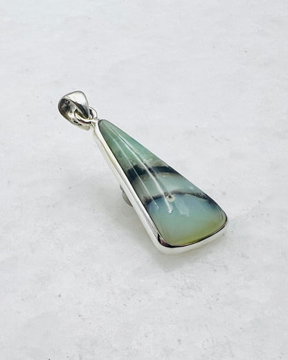 Opale de bois fossilisée bleue (Indonésie) en argent 925