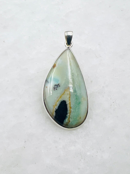 Opale de bois fossilisée bleue (Indonésie) en argent 925