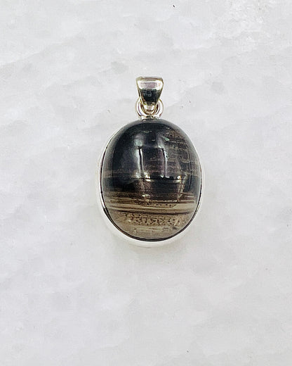 Very Rare Cat's Eye Scapolite w/ full Chatoyancy (Karur, India) in 0.925 Silver, Biotite Inclusion of Natural Oil Based Compound