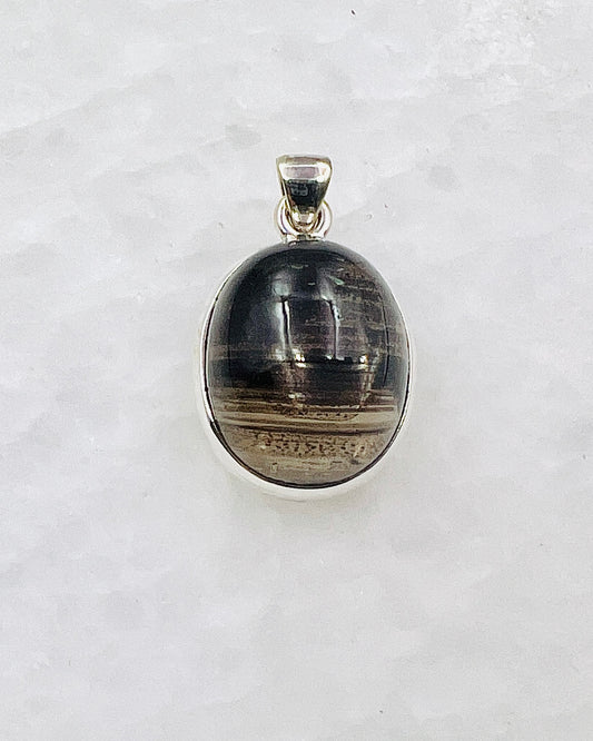 Very Rare Cat's Eye Scapolite w/ full Chatoyancy (Karur, India) in 0.925 Silver, Biotite Inclusion of Natural Oil Based Compound