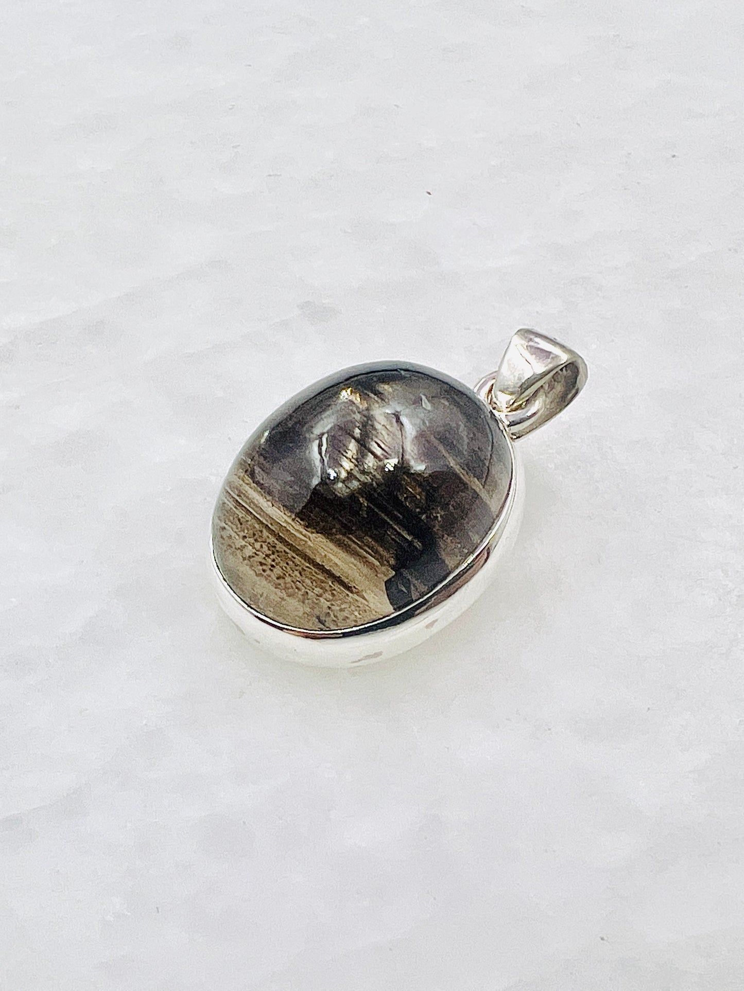 Very Rare Cat's Eye Scapolite w/ full Chatoyancy (Karur, India) in 0.925 Silver, Biotite Inclusion of Natural Oil Based Compound