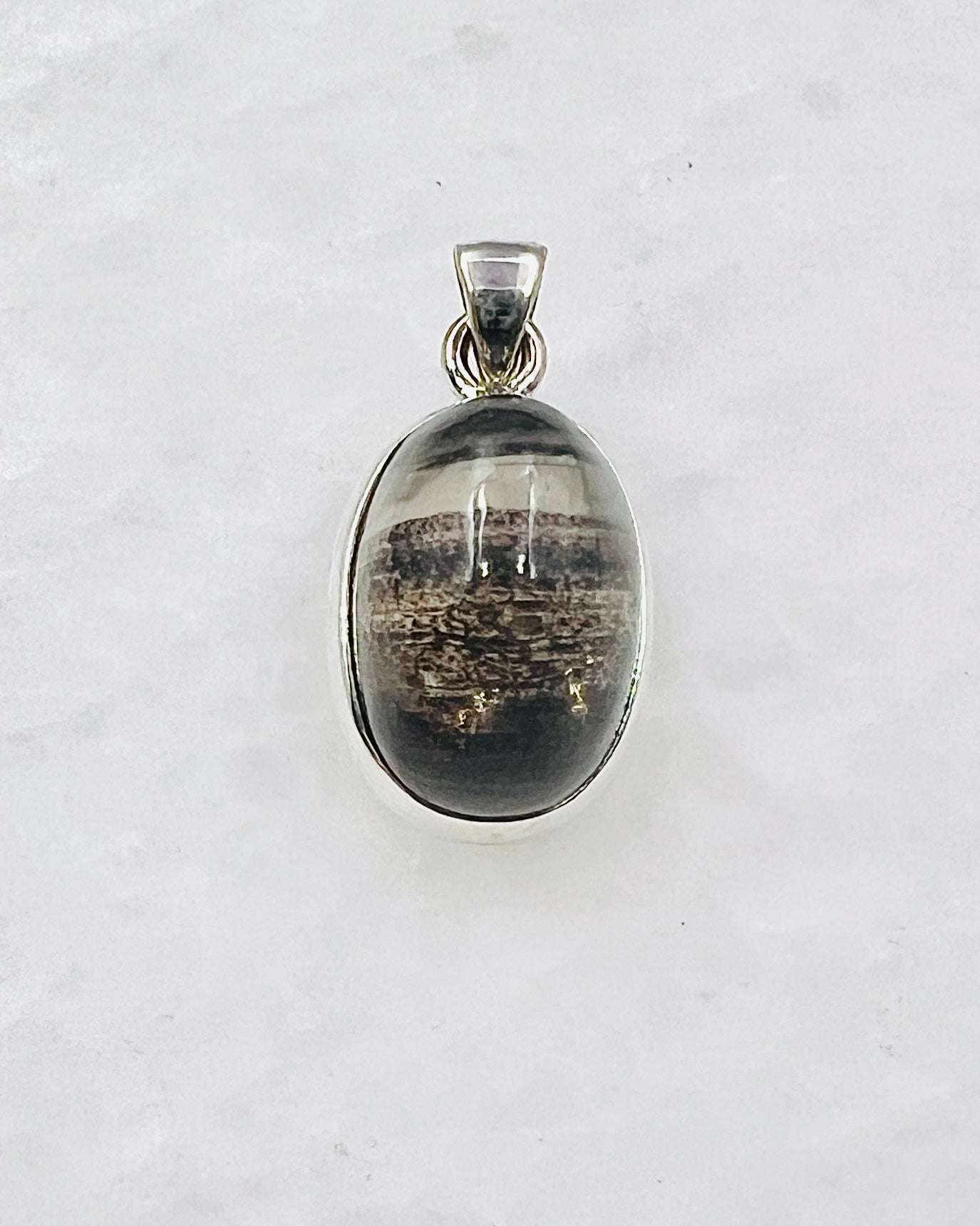 Very Rare Cat's Eye Scapolite w/ full Chatoyancy (Karur, India) in 0.925 Silver, Biotite Inclusion of Natural Oil Based Compound