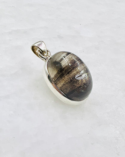 Very Rare Cat's Eye Scapolite w/ full Chatoyancy (Karur, India) in 0.925 Silver, Biotite Inclusion of Natural Oil Based Compound