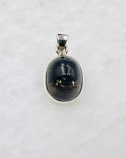 Very Rare Cat's Eye Scapolite w/ full Chatoyancy (Karur, India) in 0.925 Silver, Biotite Inclusion of Natural Oil Based Compound