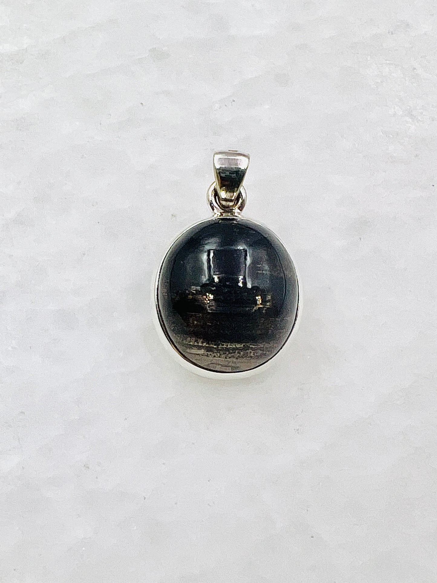 Very Rare Cat's Eye Scapolite w/ full Chatoyancy (Karur, India) in 0.925 Silver, Biotite Inclusion of Natural Oil Based Compound