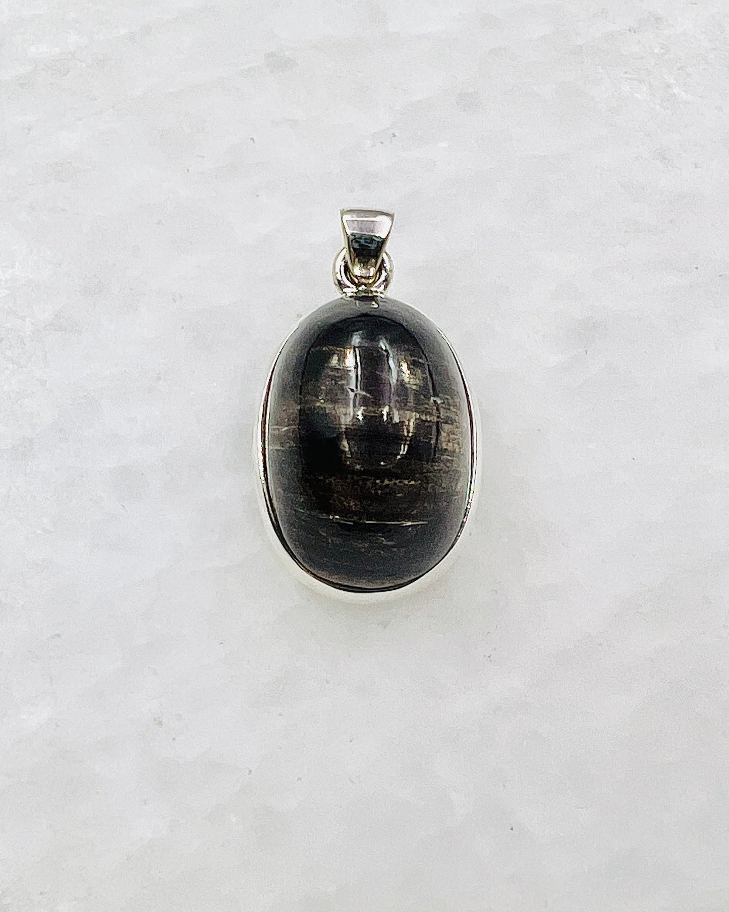 Very Rare Cat's Eye Scapolite w/ full Chatoyancy (Karur, India) in 0.925 Silver, Biotite Inclusion of Natural Oil Based Compound