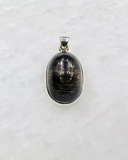 Very Rare Cat's Eye Scapolite w/ full Chatoyancy (Karur, India) in 0.925 Silver, Biotite Inclusion of Natural Oil Based Compound