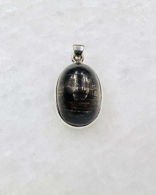 Very Rare Cat's Eye Scapolite w/ full Chatoyancy (Karur, India) in 0.925 Silver, Biotite Inclusion of Natural Oil Based Compound