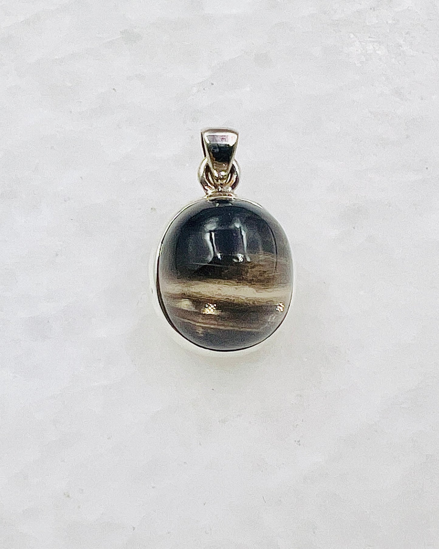 Very Rare Cat's Eye Scapolite w/ full Chatoyancy (Karur, India) in 0.925 Silver, Biotite Inclusion of Natural Oil Based Compound