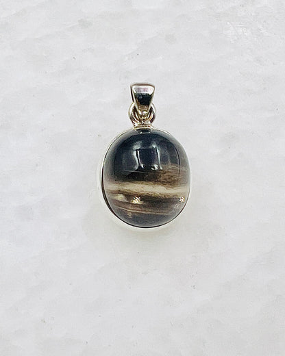 Very Rare Cat's Eye Scapolite w/ full Chatoyancy (Karur, India) in 0.925 Silver, Biotite Inclusion of Natural Oil Based Compound