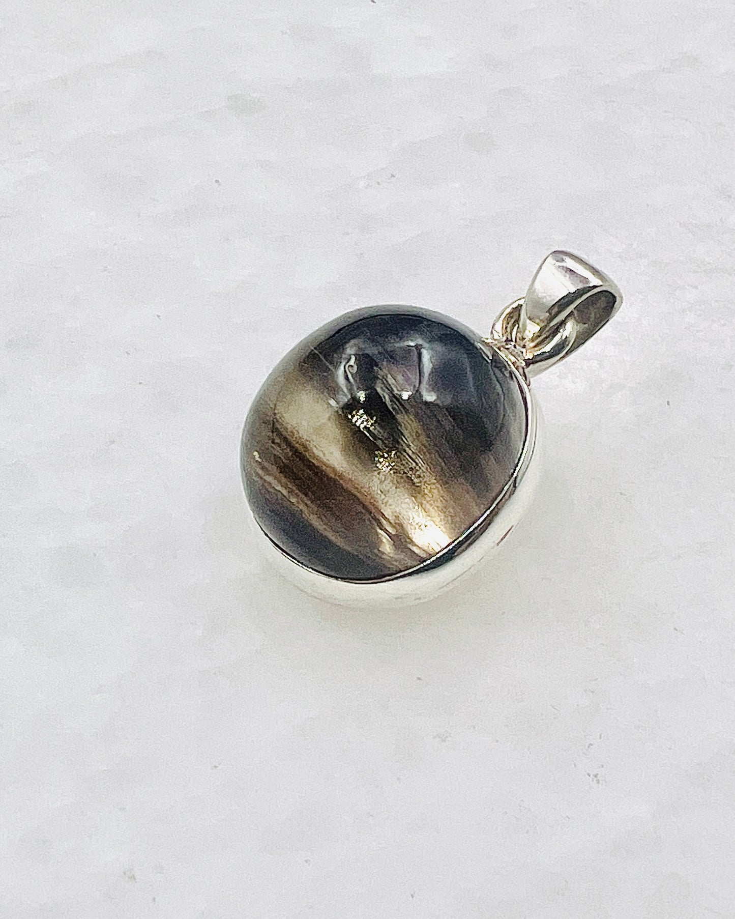 Very Rare Cat's Eye Scapolite w/ full Chatoyancy (Karur, India) in 0.925 Silver, Biotite Inclusion of Natural Oil Based Compound