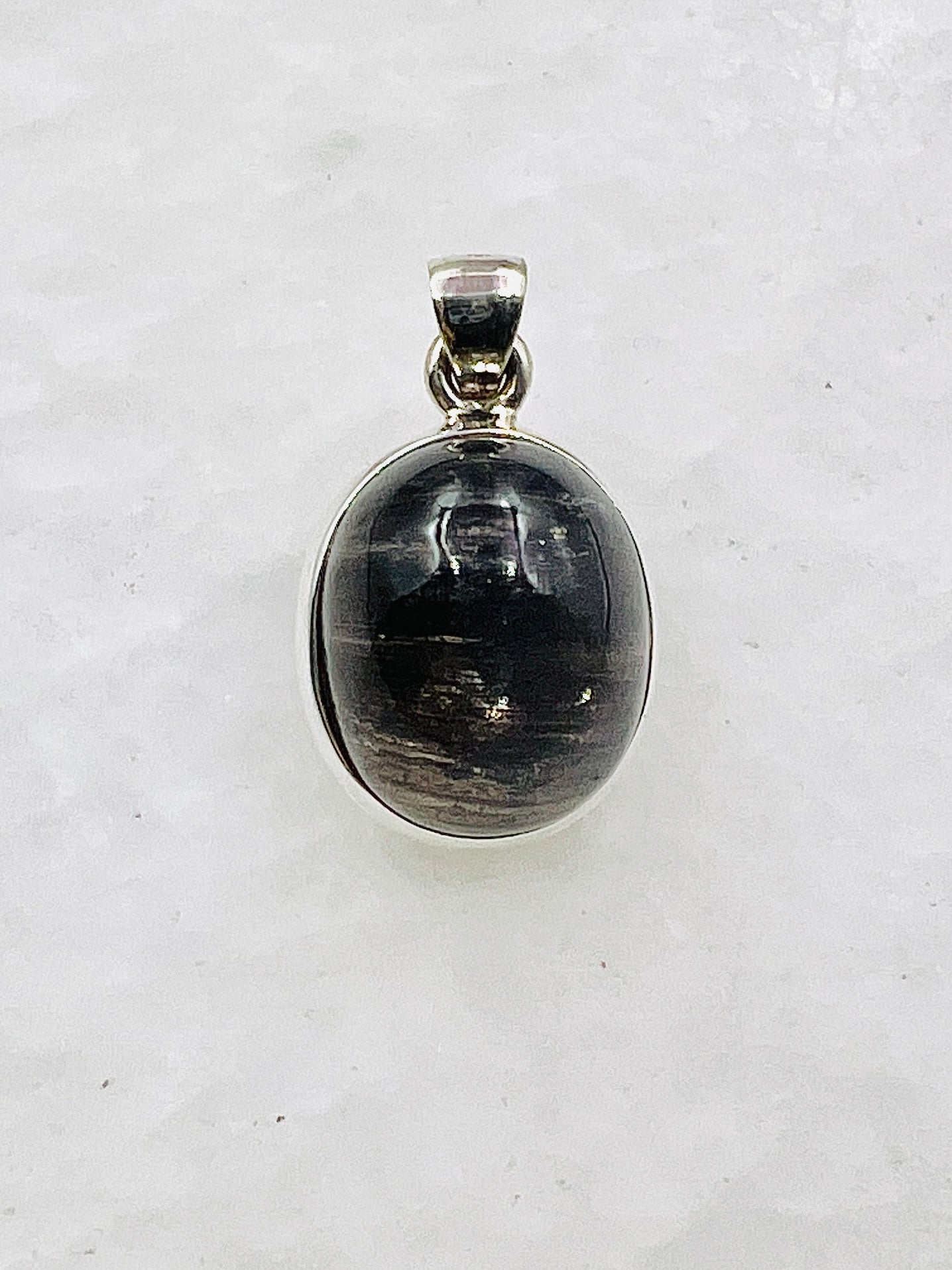 Very Rare Cat's Eye Scapolite w/ full Chatoyancy (Karur, India) in 0.925 Silver, Biotite Inclusion of Natural Oil Based Compound