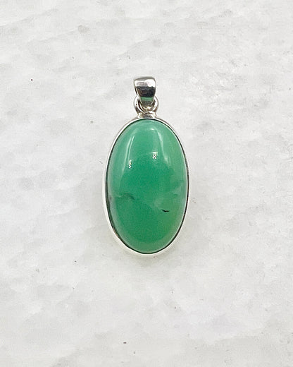 Dark Green Crysoprase in 0.925 Silver