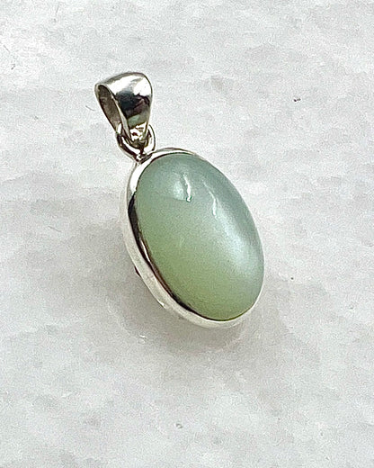 Rare Green Moonstone (Karur, India) in 0.925 Silver