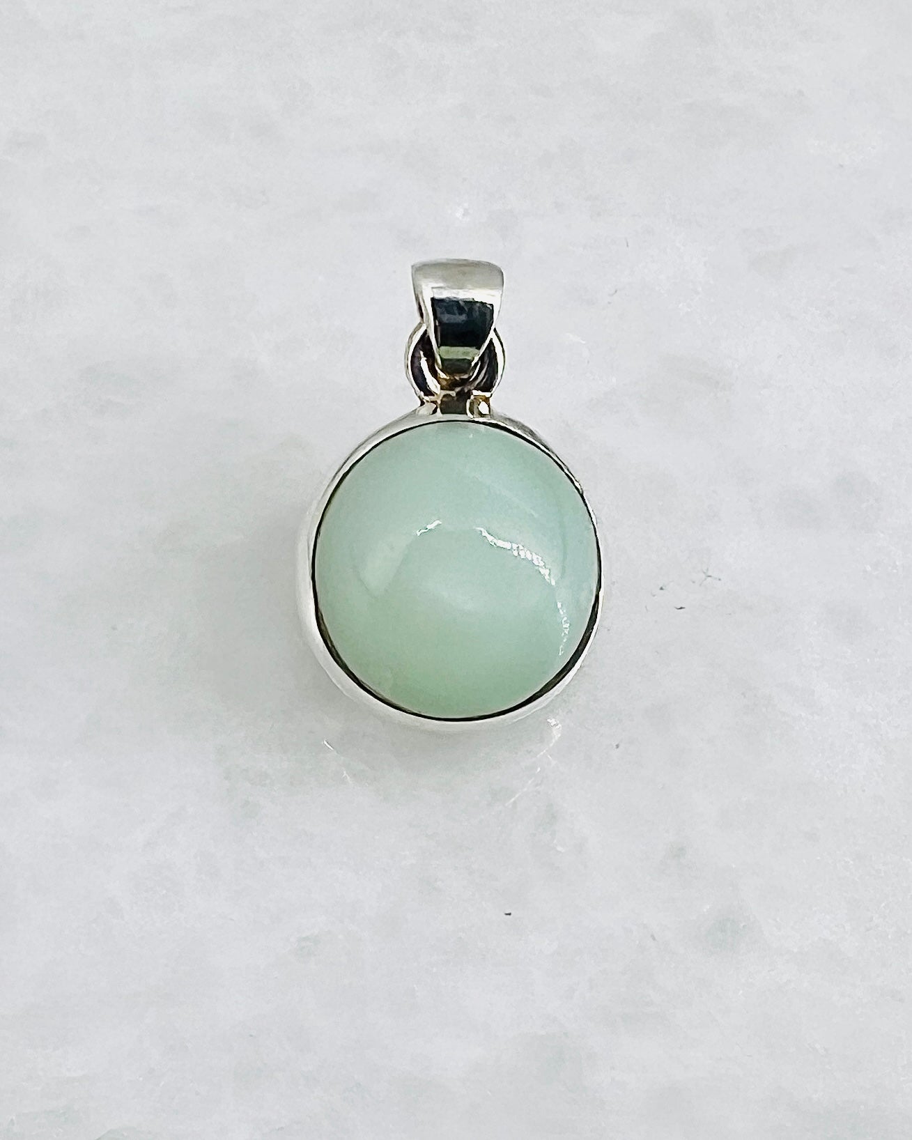 Rare Green Moonstone (Karur, India) in 0.925 Silver