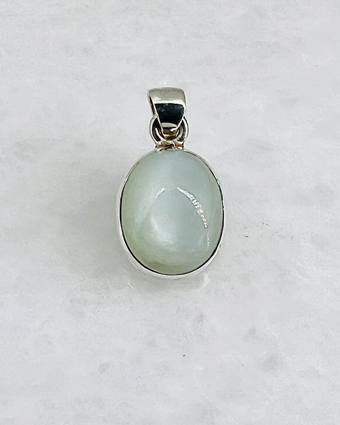Rare Green Moonstone (Karur, India) in 0.925 Silver