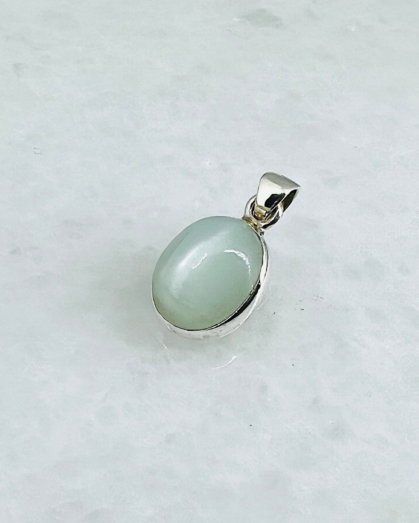 Rare Green Moonstone (Karur, India) in 0.925 Silver