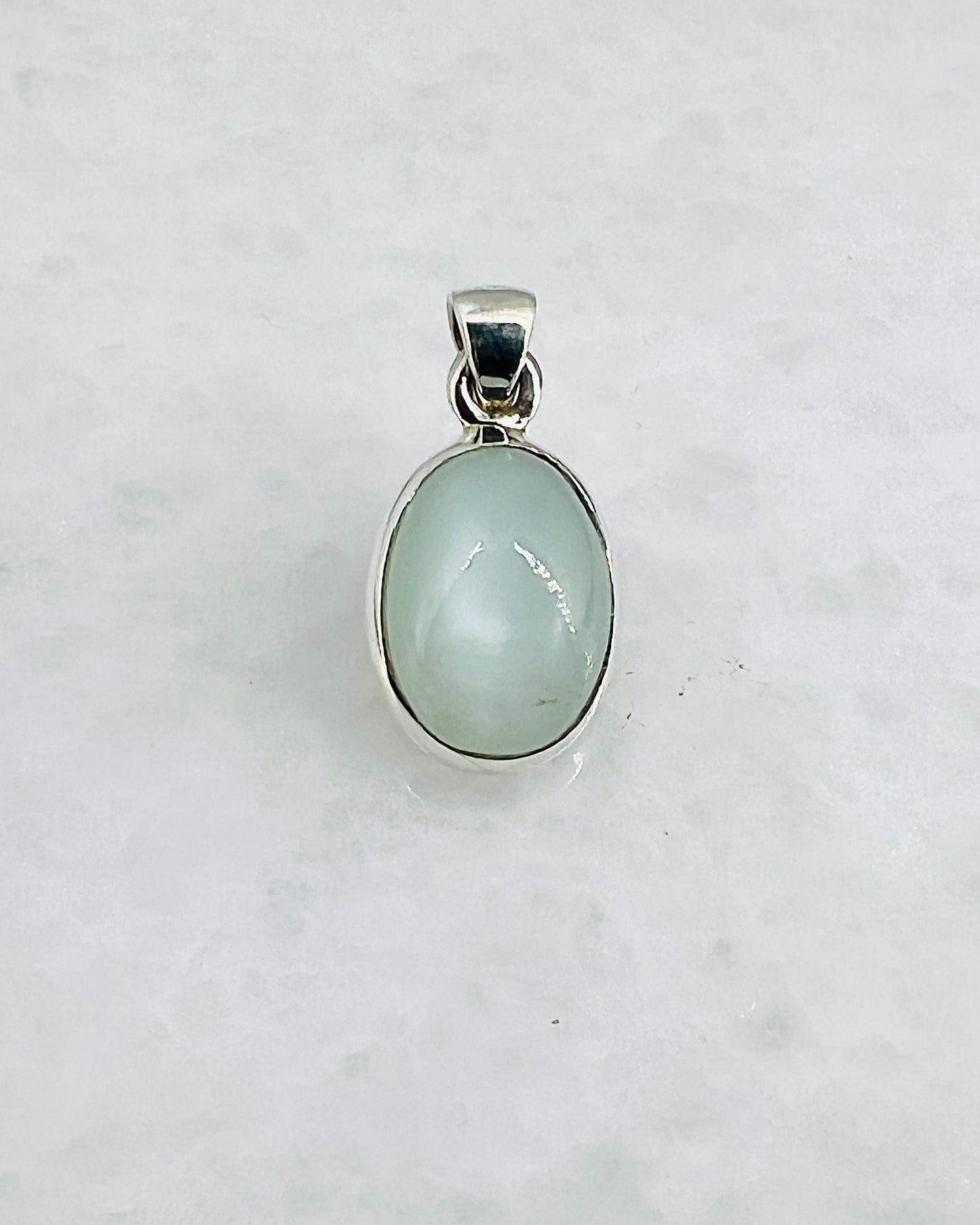 Rare Green Moonstone (Karur, India) in 0.925 Silver