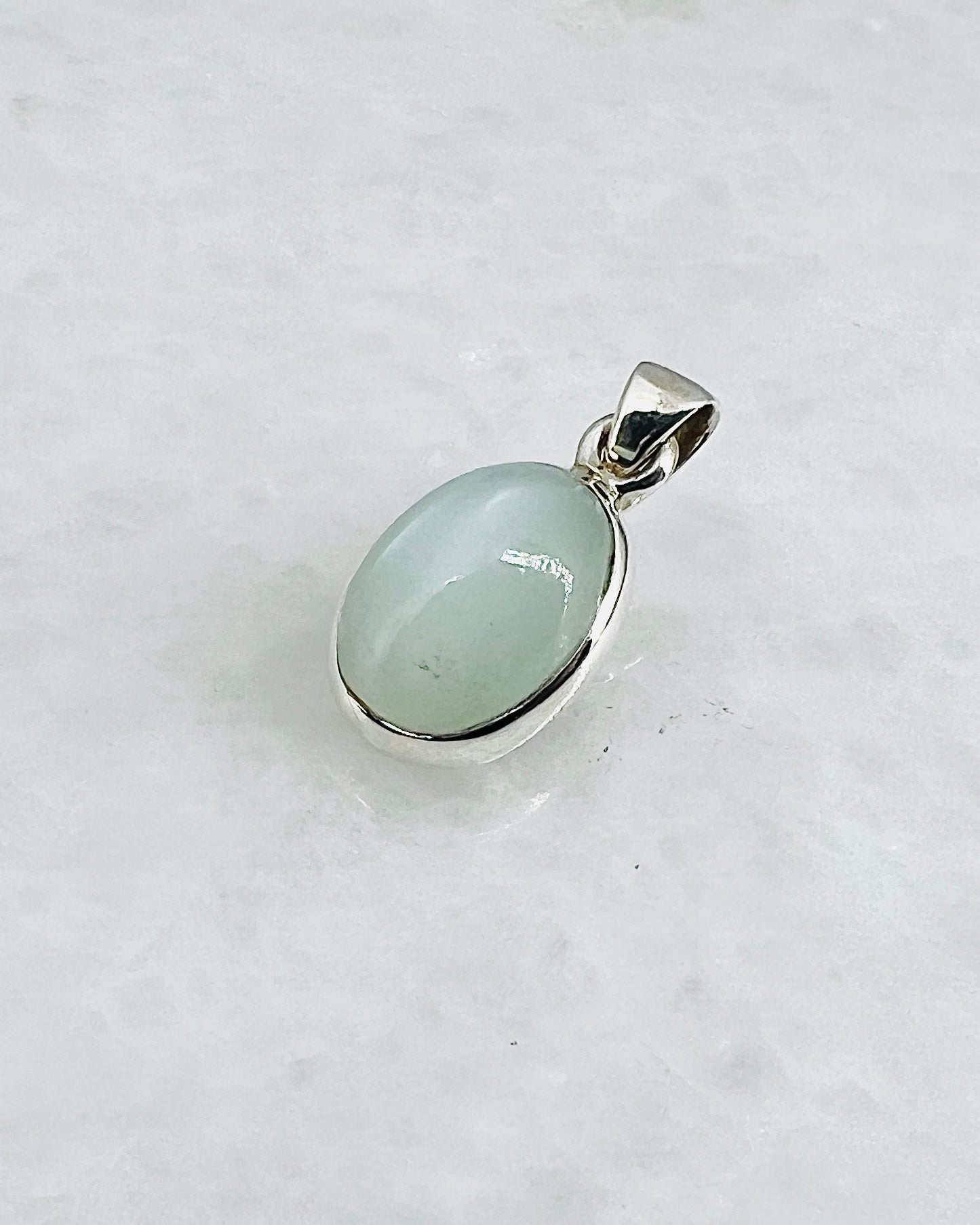 Rare Green Moonstone (Karur, India) in 0.925 Silver
