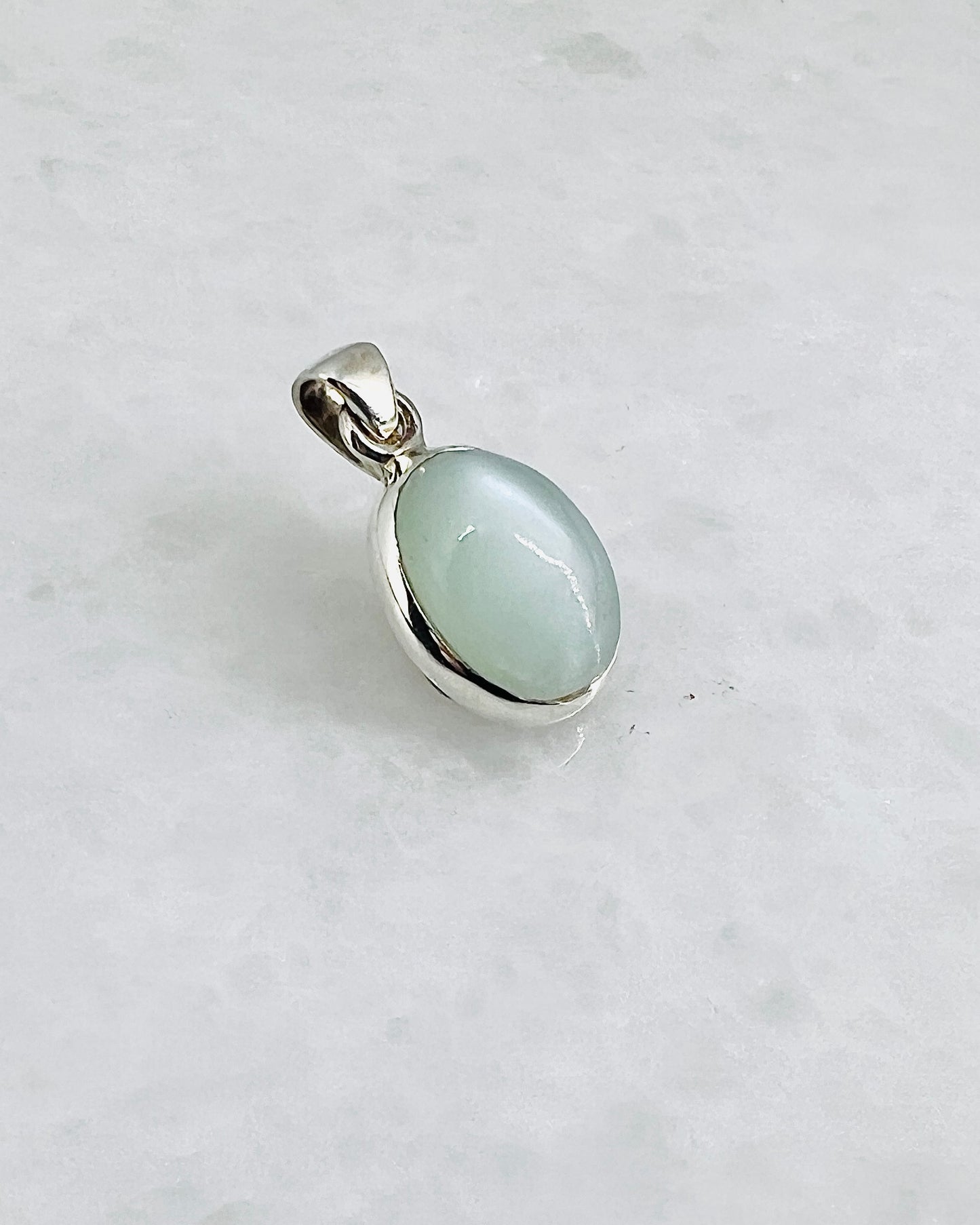 Rare Green Moonstone (Karur, India) in 0.925 Silver