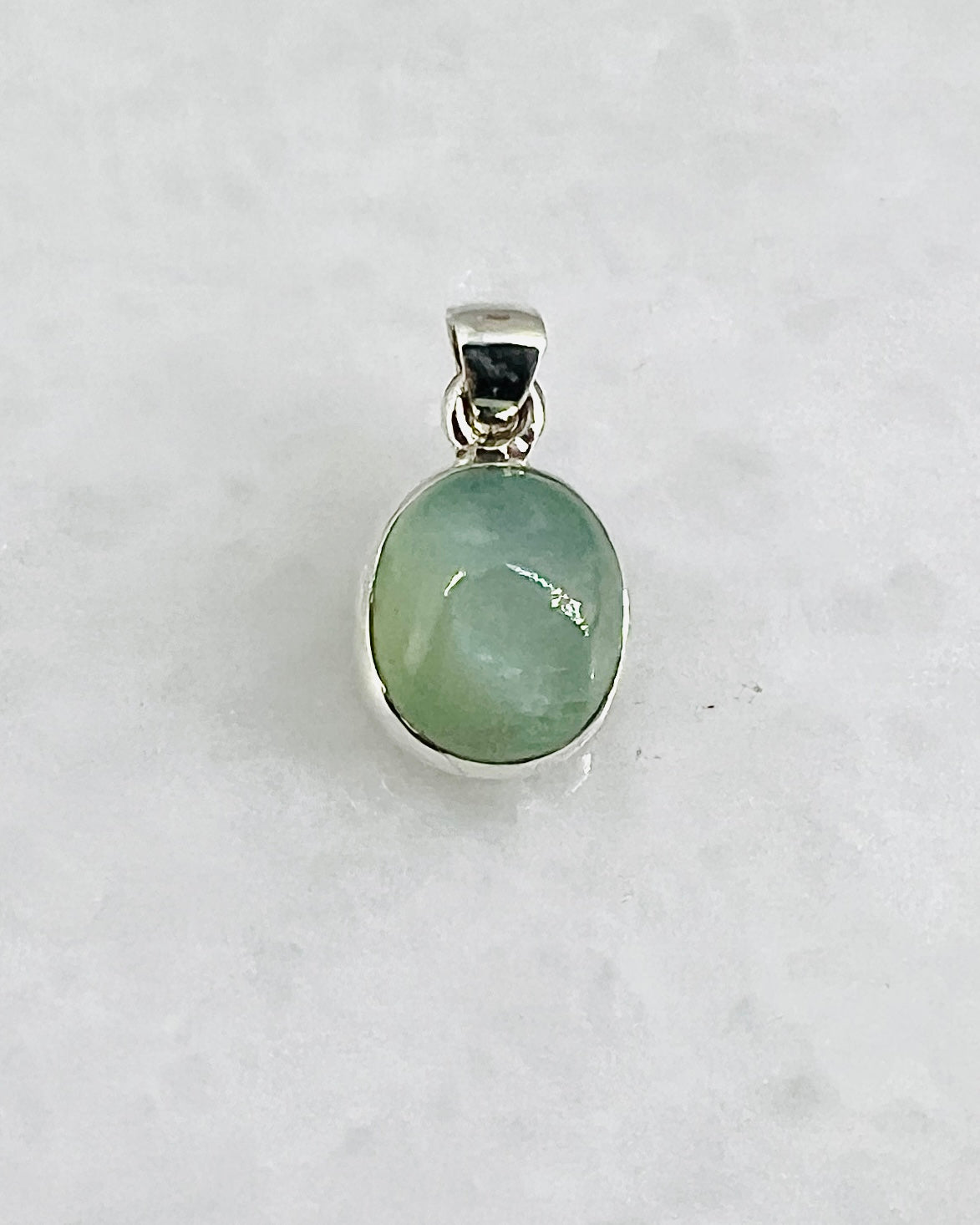 Rare Green Moonstone (Karur, India) in 0.925 Silver