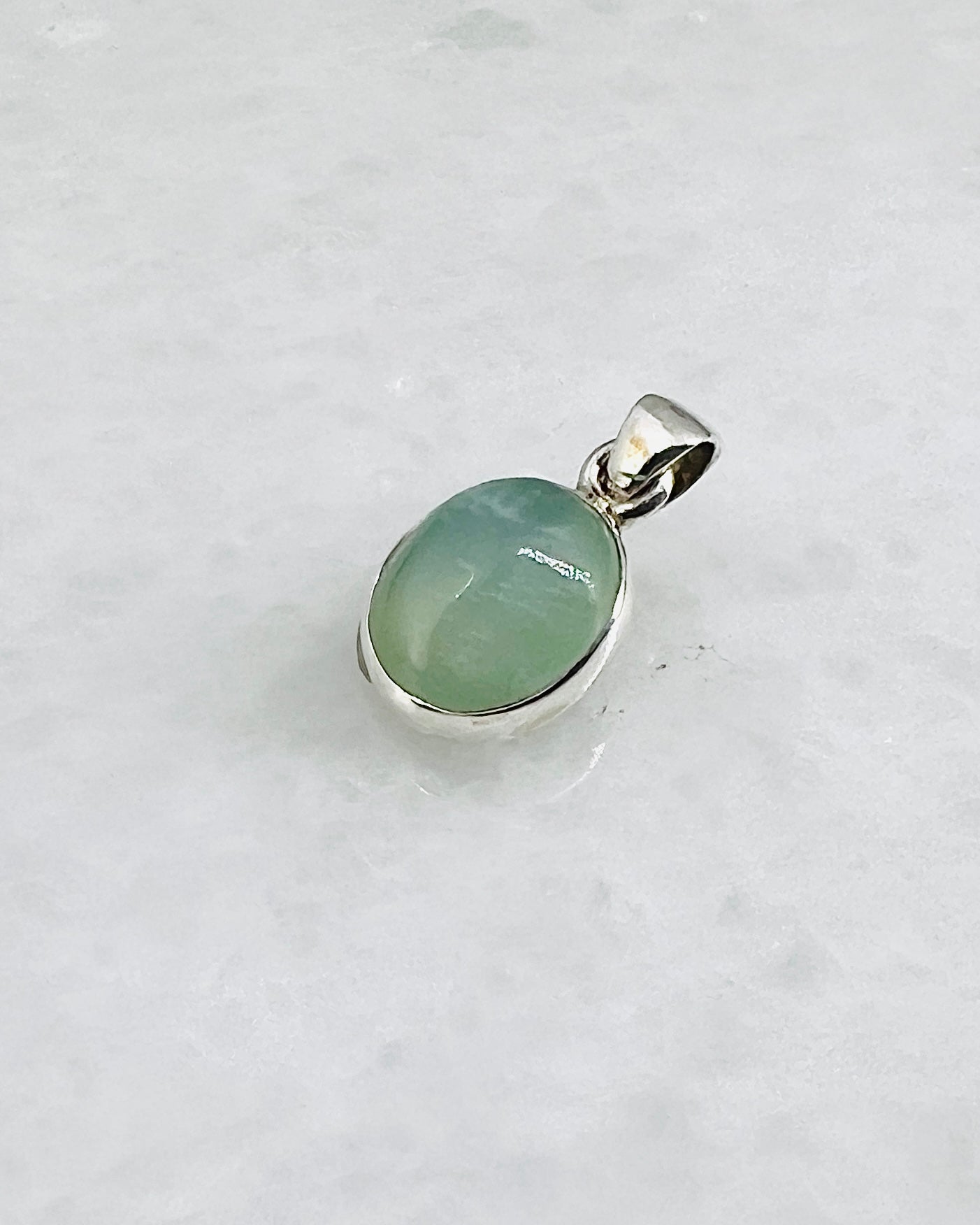Rare Green Moonstone (Karur, India) in 0.925 Silver