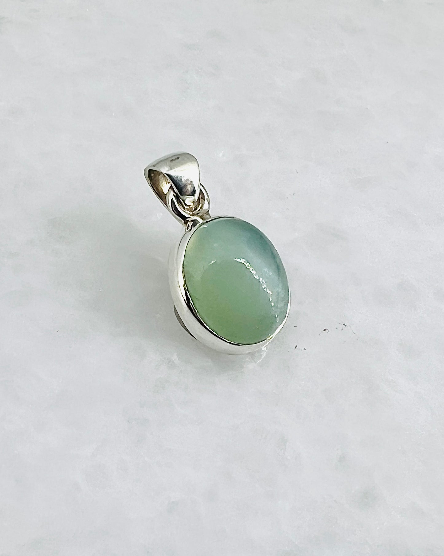 Rare Green Moonstone (Karur, India) in 0.925 Silver