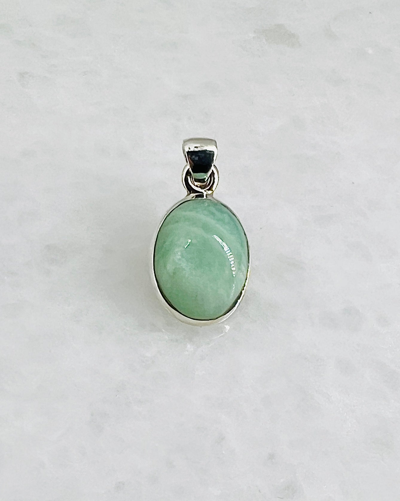 Rare Green Moonstone (Karur, India) in 0.925 Silver
