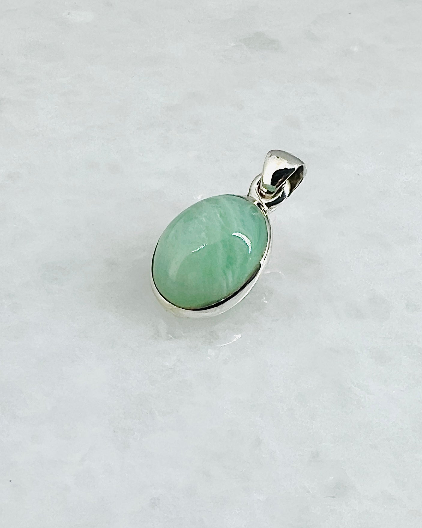 Rare Green Moonstone (Karur, India) in 0.925 Silver