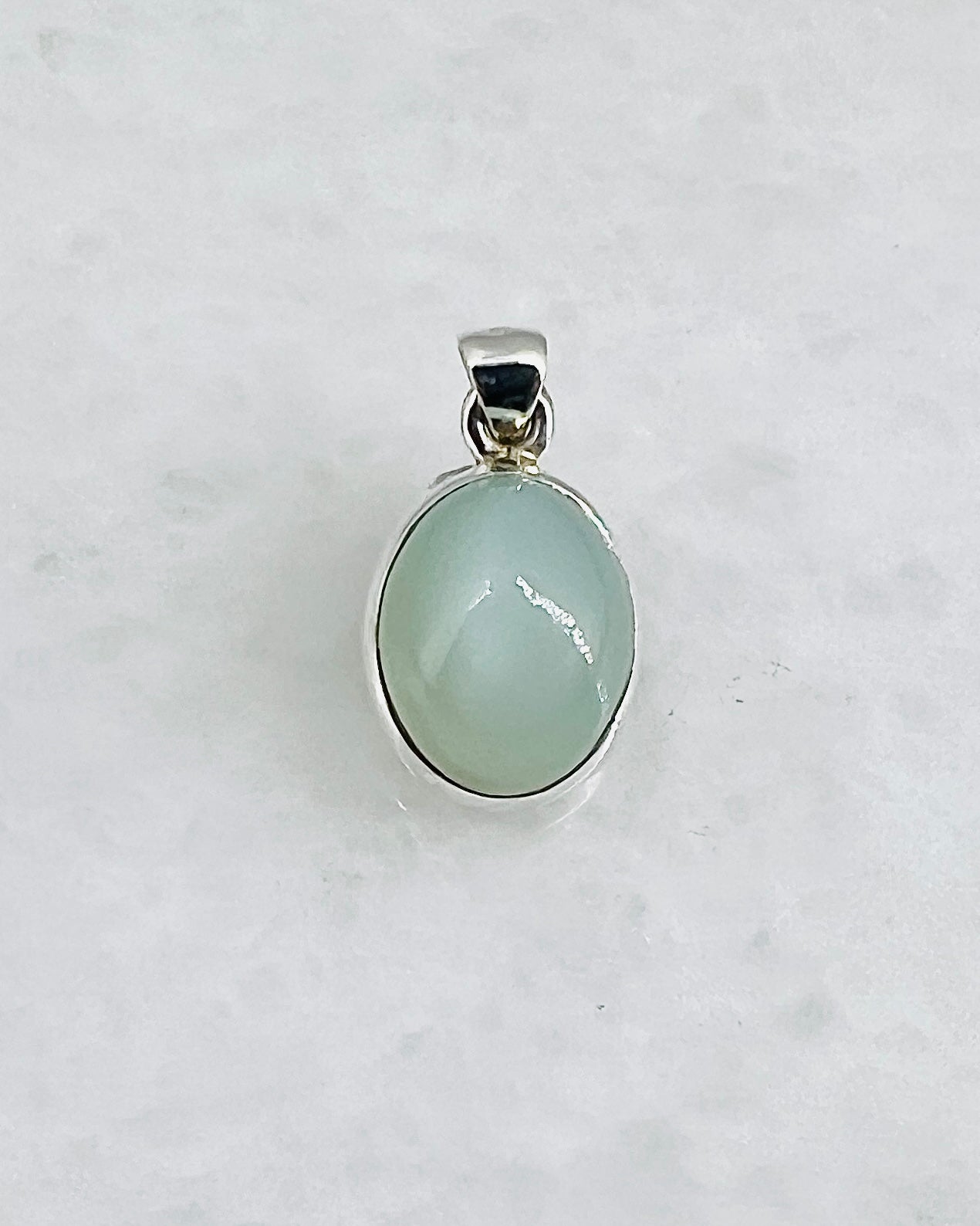Rare Green Moonstone (Karur, India) in 0.925 Silver