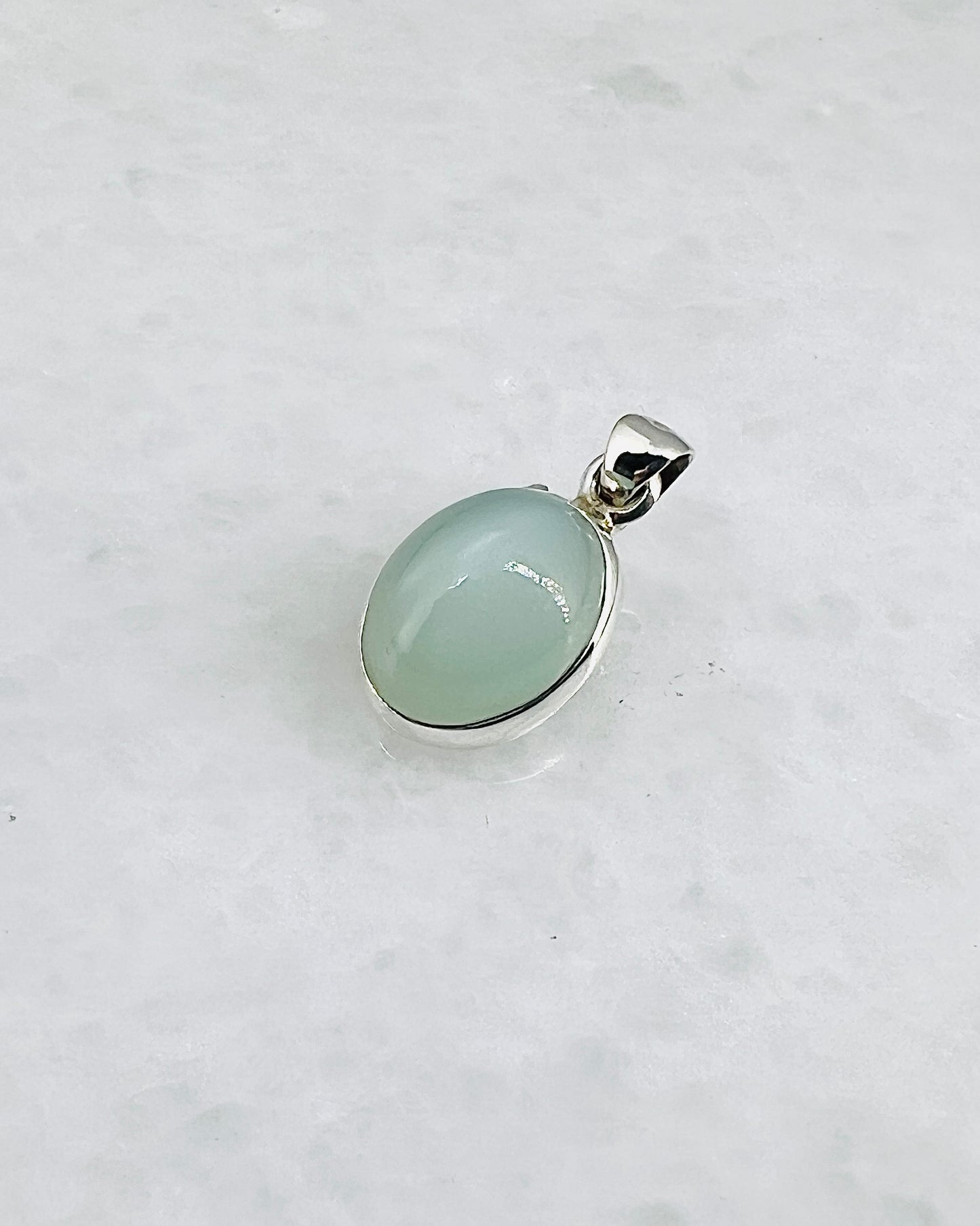 Rare Green Moonstone (Karur, India) in 0.925 Silver