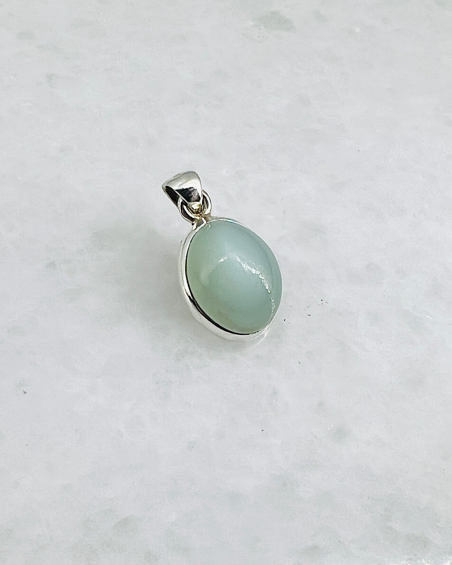 Rare Green Moonstone (Karur, India) in 0.925 Silver