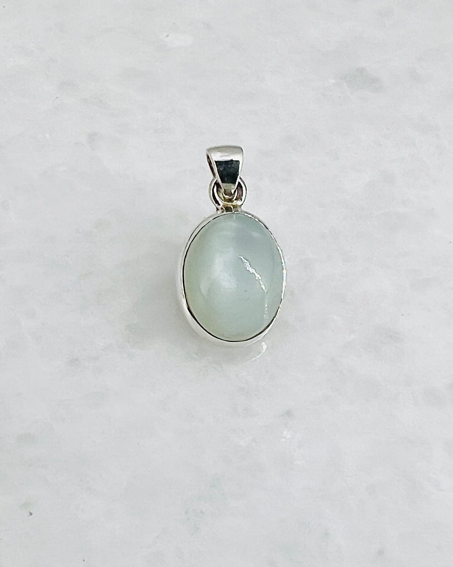 Rare Green Moonstone (Karur, India) in 0.925 Silver