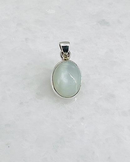 Rare Green Moonstone (Karur, India) in 0.925 Silver