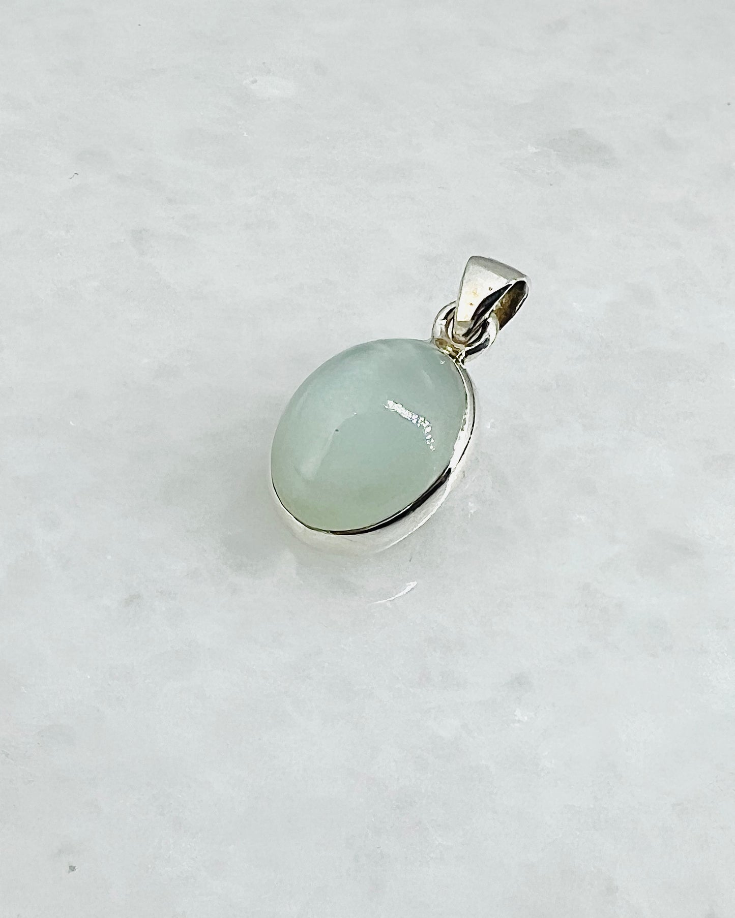 Rare Green Moonstone (Karur, India) in 0.925 Silver