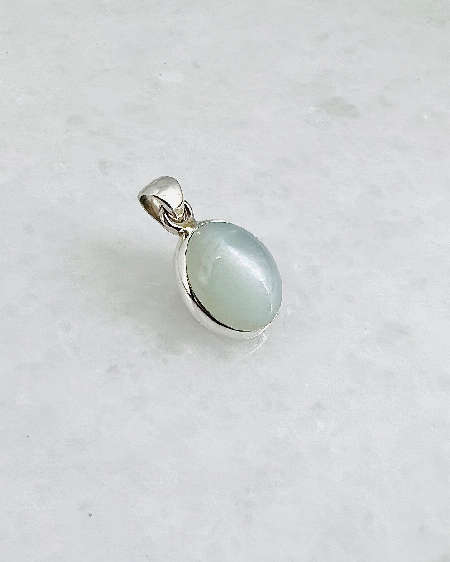 Rare Green Moonstone (Karur, India) in 0.925 Silver