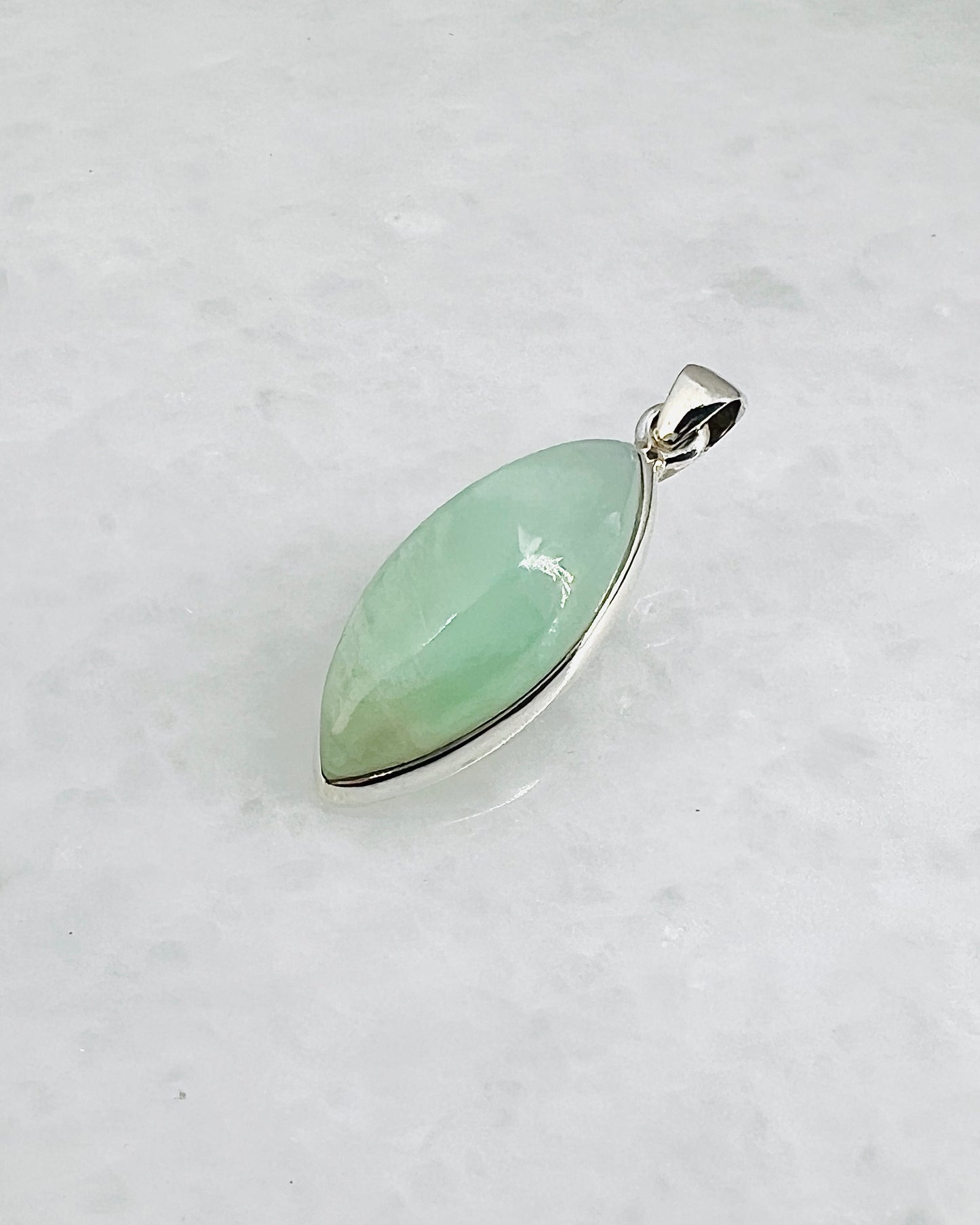 Rare Green Moonstone (Karur, India) in 0.925 Silver