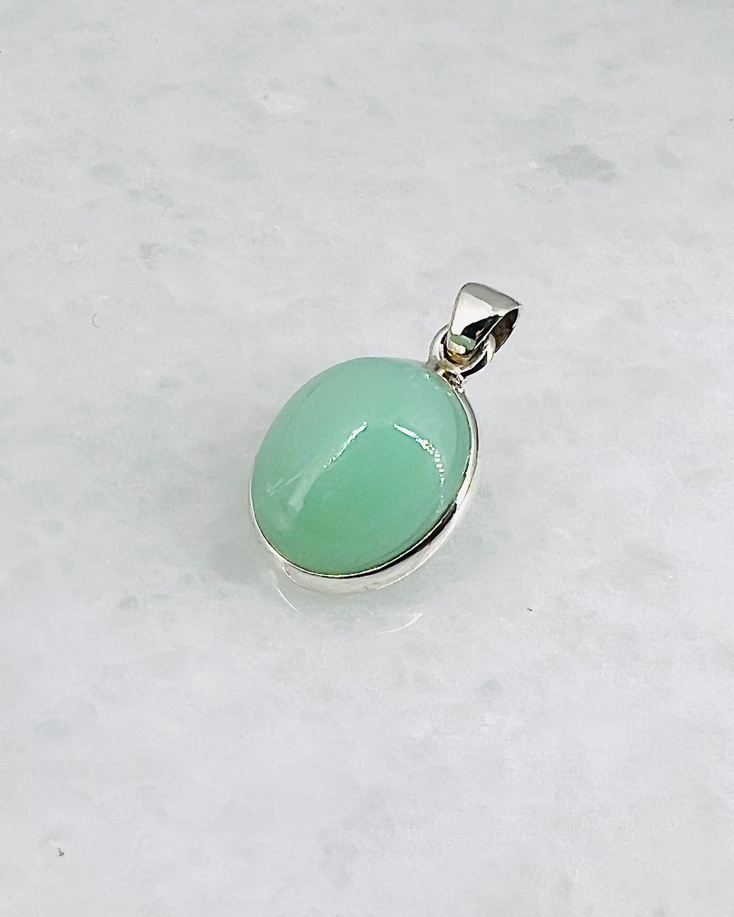 Rare Green Moonstone (Karur, India) in 0.925 Silver