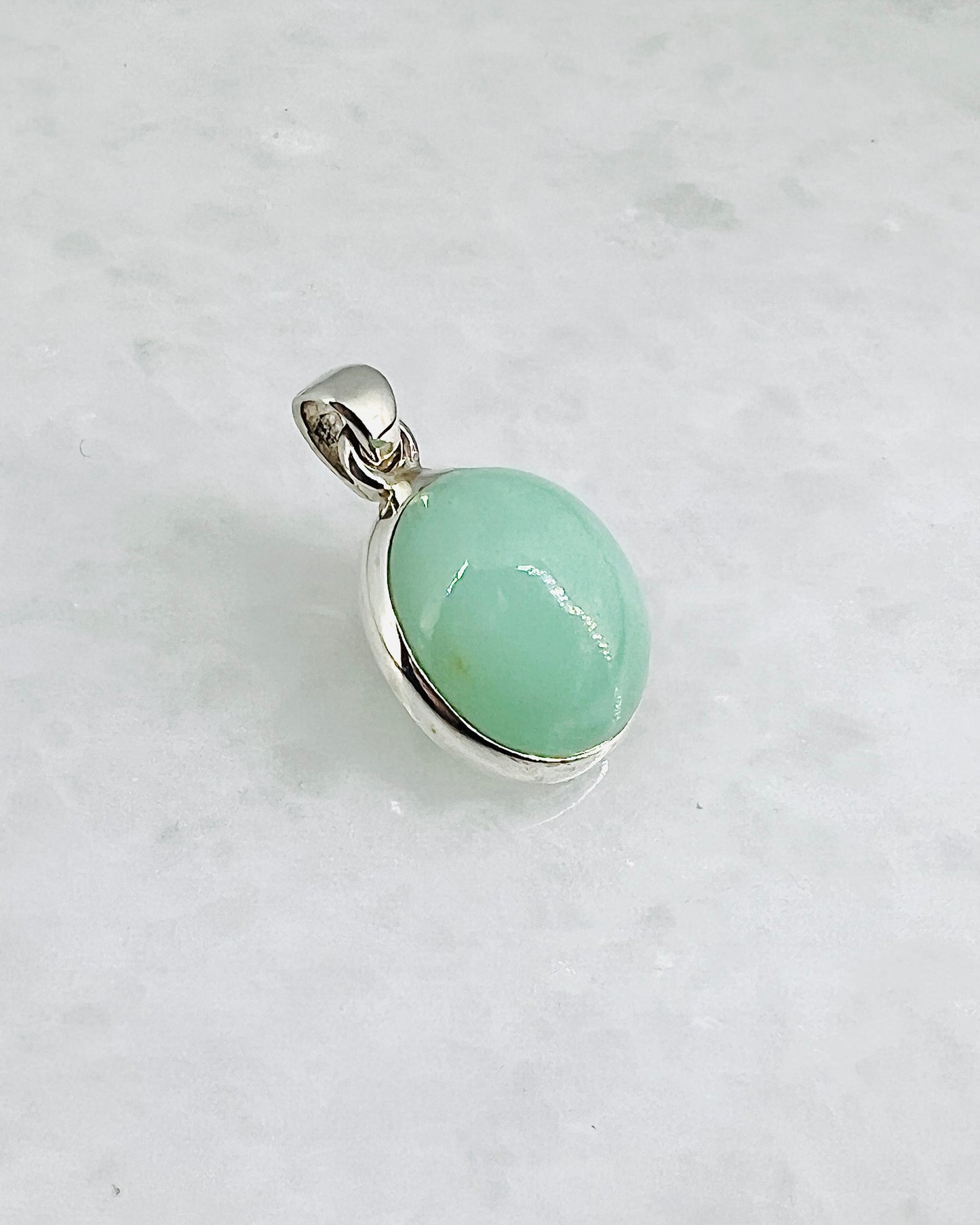 Rare Green Moonstone (Karur, India) in 0.925 Silver