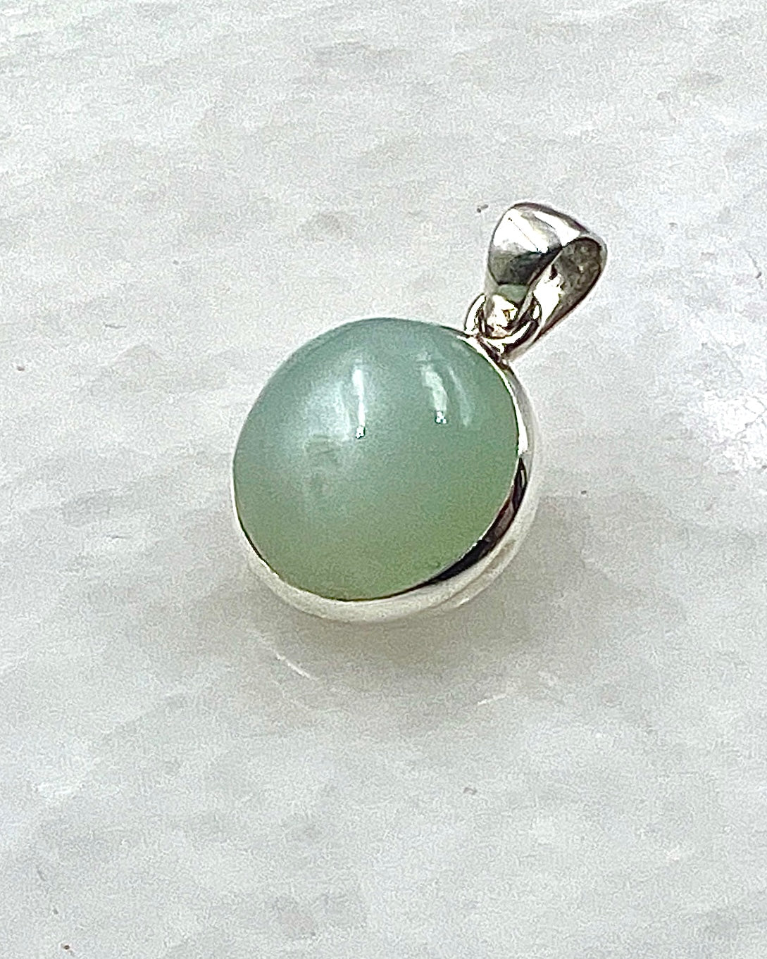 Rare Green Moonstone (Karur, India) in 0.925 Silver