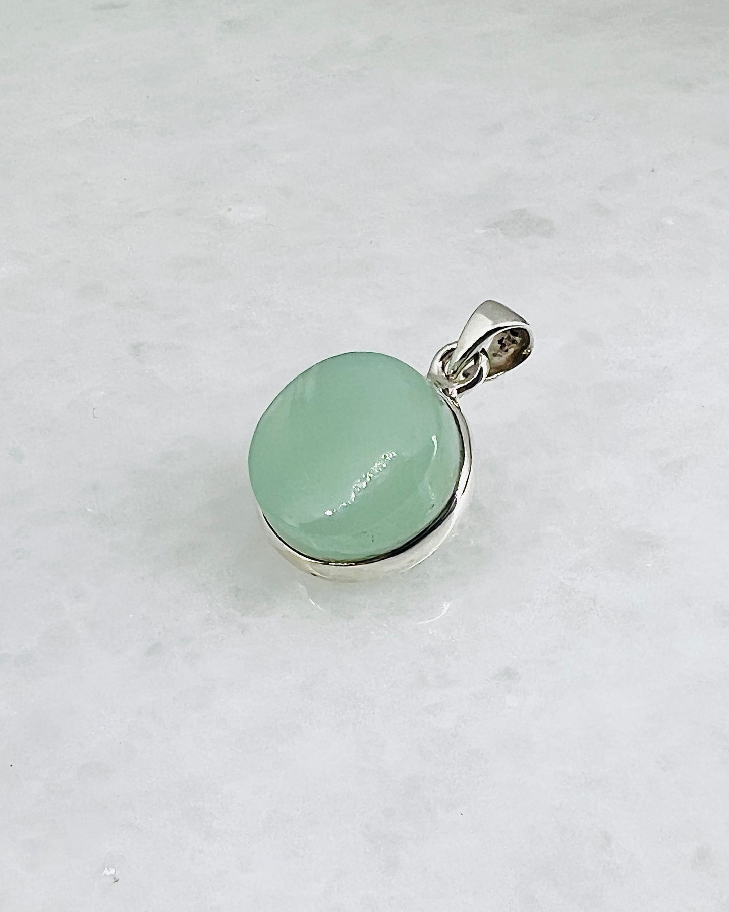 Rare Green Moonstone (Karur, India) in 0.925 Silver