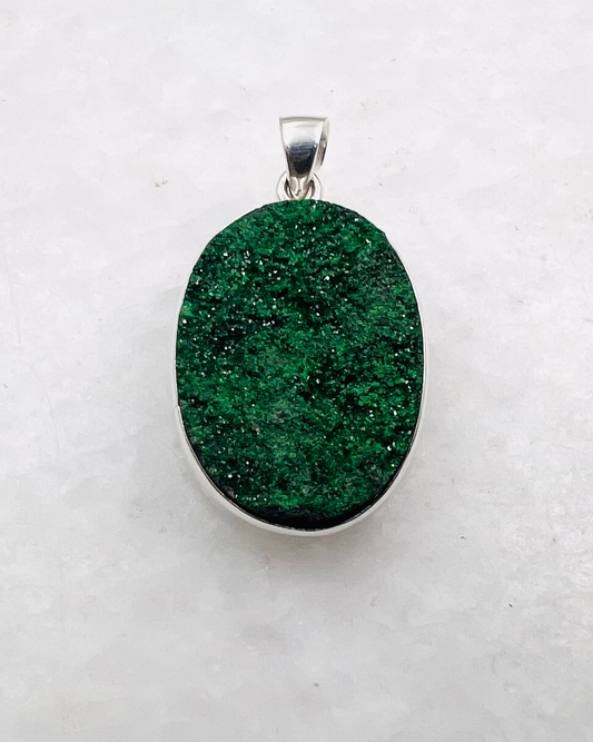 Uvarovite Drusy in 0.925 Silver