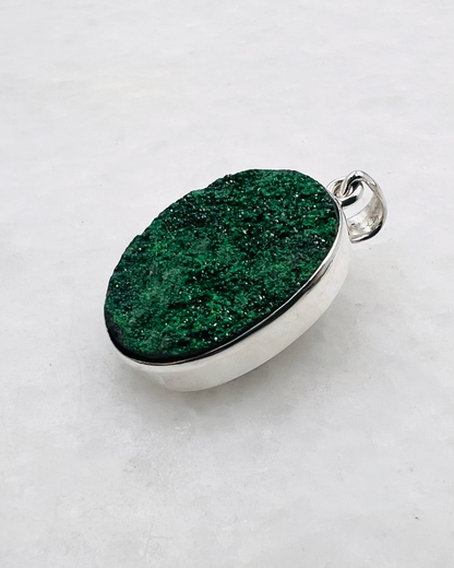 Uvarovite Drusy in 0.925 Silver