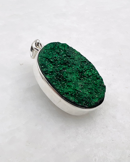Uvarovite Drusy in 0.925 Silver