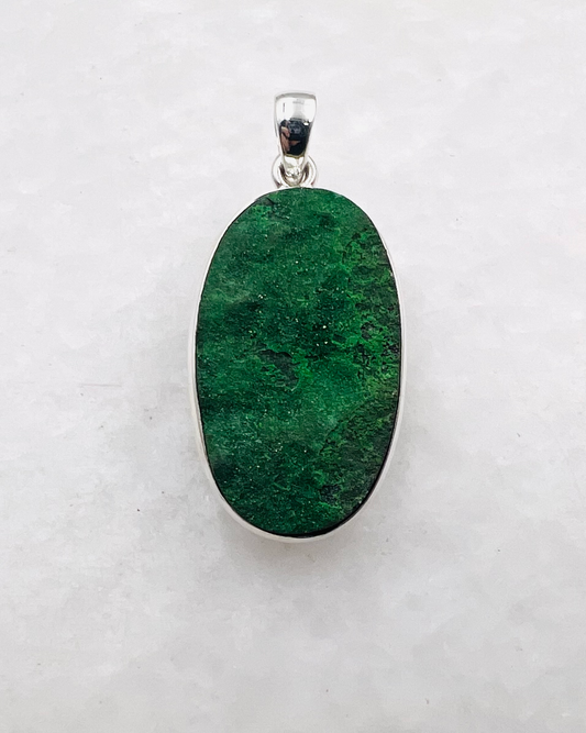 Uvarovite Drusy in 0.925 Silver
