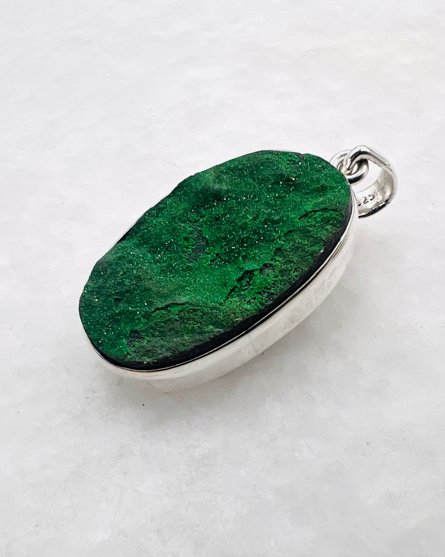 Uvarovite Drusy in 0.925 Silver