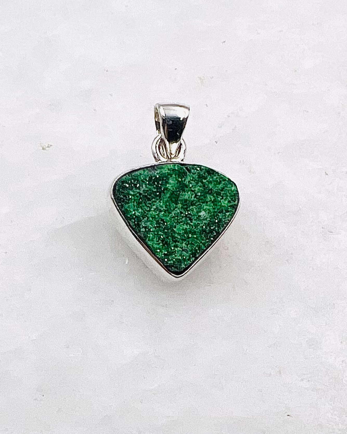 Uvarovite Drusy in 0.925 Silver