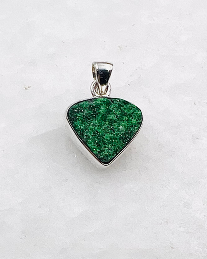 Uvarovite Drusy in 0.925 Silver